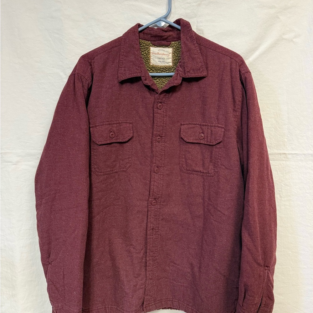 Men’s Burgundy Shacket with warm fleece lining